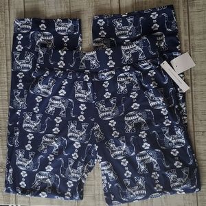 Blue elephant pattern wide leg soft pants